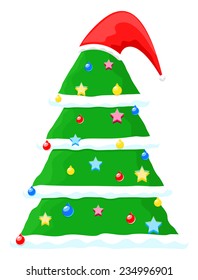 Decorative Chtistmas Tree with Santa Cap