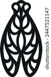 Decorative cicada silhouette, a vector for creating decorative objects and a graphic resource for communication design, a holiday insect in Provence that sings during the summer.