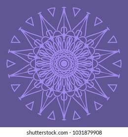 Decorative Cicle Floral Vector Shapes. Flower purple mandala. Vector illustration for design