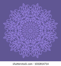 Decorative Cicle Floral Vector Shapes. Flower purple mandala. Vector illustration for design