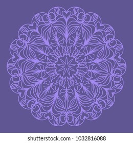 Decorative Cicle Floral Vector Shapes. Flower purple mandala. Vector illustration for design