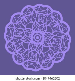 Decorative Cicle Floral Vector Shapes. Flower purple mandala. Vector illustration for design