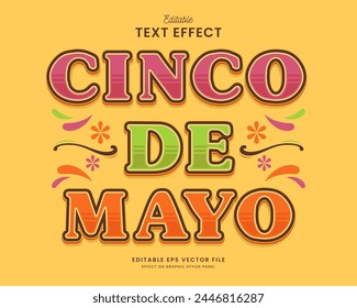 decorative cinco de mayo editable text effect vector design