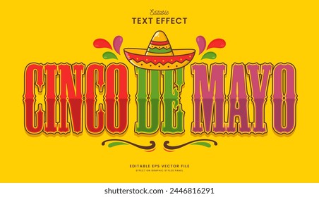 diseño decorativo de Vector de efecto de texto editable cinco de mayo