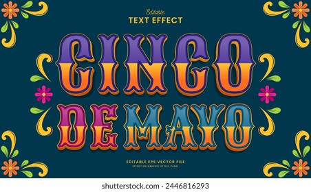 diseño decorativo de Vector de efecto de texto editable cinco de mayo