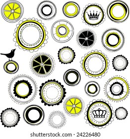 Decorative Circle Background with Crowns
