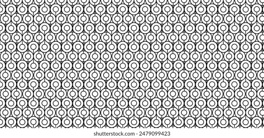 Decorative circle black seamless pattern . Abstract seamless monochrome pattern.eps