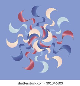 Decorative circle of curly ribbons. Vector.