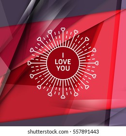 Decorative Circle Flat Line Happy Valentines Day Card. Vector Design Elements for Greeting Card or Poster.