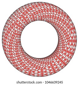 Decorative circle in the form of a donut. 3D. Art from the lines. Vector illustration.