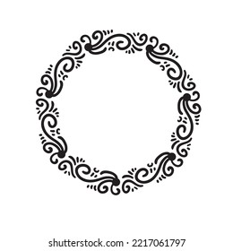 Decorativo cuadro de círculo art deco Elegante vector para el diseño de elementos en estilo oriental Borde floral Ilustración de encaje sobre fondo blanco.