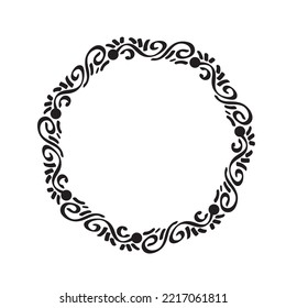 Decorativo cuadro de círculo art deco Elegante vector para el diseño de elementos en estilo oriental Borde floral Ilustración de encaje sobre fondo blanco.