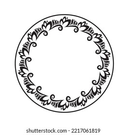 Decorative circle frame art deco Elegant vector for element design in Eastern style Floral border Lace illustration on white background.