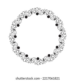 Dekorative Circle Frame Art Deco Elegante Vektorgrafik für Elementdesign im östlichen Stil Blumenrahmen Elsässer Illustration auf weißem Hintergrund.