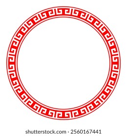 Decorative Circle frame for design with Chinese ornament and meander. Template for printing cards, invitations, for textiles, engraving, wooden furniture, forging. Korea pattern, Taiwan, Hong Kong. 