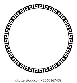 Decorative Circle frame for design with floral Chinese ornament and meander. Template for cards, invitations, books, textiles, engraving, wooden furniture, forging.  Korea pattern, Taiwan, Hong Kong. 