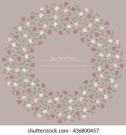 Decorative circle frame with elegant tender roses