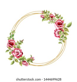 decorative circle frame with floral and leaves ornament