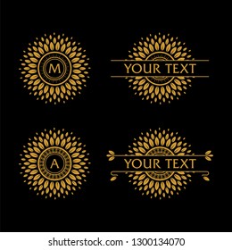 Decorative circle frame for premium invitation card, luxury postcard, ornament vector.
