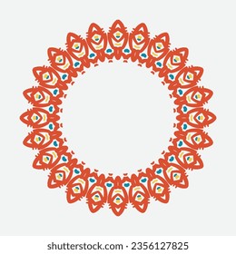 Decorative circle frame. Rounded ring with ornate ornament in oriental and arabic style antique disk with patterned vector ornament.