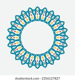 Decorative circle frame. Rounded ring with ornate ornament in oriental and arabic style antique disk with patterned vector ornament.