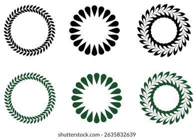 Decorative circle frame template design set of round border in unique pattern. Circle frame detail vector design set. Simple ornament design for labels, covers, invitation cards, profile picture.