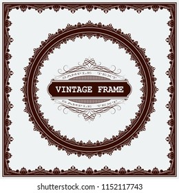decorative circle frame in vintage style with beautiful filigree and retro border for premium invitation card, luxury postcard, ornament vector