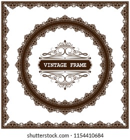 decorative circle frame in vintage style with beautiful filigree and retro border for premium invitation card, luxury postcard, ornament vector