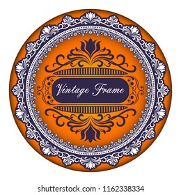 decorative circle frame in vintage style with beautiful filigree and retro border for premium invitation card, luxury postcard, ornament vector