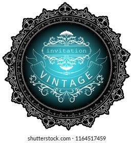 decorative circle frame in vintage style with beautiful filigree and retro border for premium invitation card, luxury postcard, ornament vector