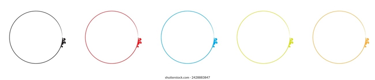 Decorative circle frames vector set. Round line art frame for design template.