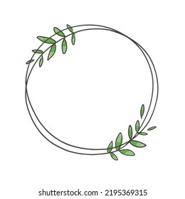 decorative circle with green leaves as a template , vector illustration