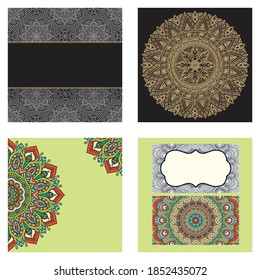 Decorative circle illustration frames for design with floral ornaments. Templates for printing postcards, invitations, books, for textiles, engraving, wooden furniture, forging etc.