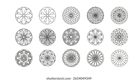 Decorative Circle Mandala Outlines Black White Intricate Geometric Designs Art