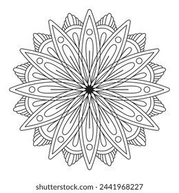 Decorative circle ornament in ethnic oriental style mandala design coloring book page