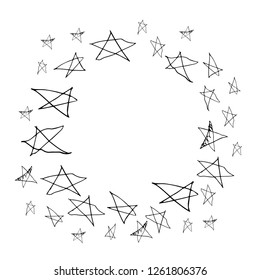 Decorative circle shape created out from stars with place for text in center.
