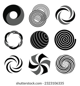 
Decorative circle shaped templates black white flat outline