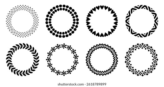 Decorative circle template frame design set. Vector circle frame set. Vintage round border Celtic circle frames. Simple ornament design for labels, covers, invitation cards.	