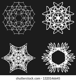 Decorative circled line art frames. Elegant vector element in Eastern style, place for text. Golden outline floral border for invitations and greeting cards and tattoo.