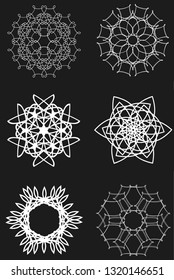 Decorative circled line art frames. Elegant vector element in Eastern style, place for text. Golden outline floral border for invitations and greeting cards and tattoo.