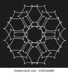 Decorative circled line art frames. Elegant vector element in Eastern style, place for text. Golden outline floral border for invitations and greeting cards and tattoo.