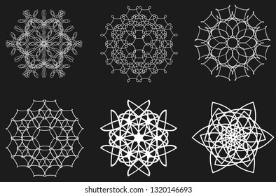 Decorative circled line art frames. Elegant vector element in Eastern style, place for text. Golden outline floral border for invitations and greeting cards and tattoo.