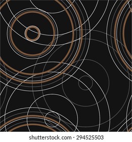 Decorative circles in a chaotic pattern, seamless vector background.