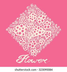 Decorative circular flowers with calligraphic letters. Used for wedding cards and posters.