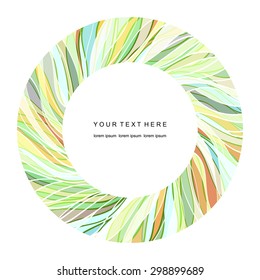 Decorative circular frame with colored pattern. Fantasy frame on white background. 