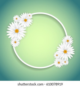 Decorative circular frame with daisies
