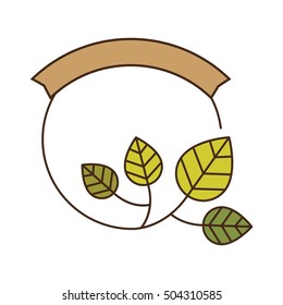 decorative circular frame with green leaves