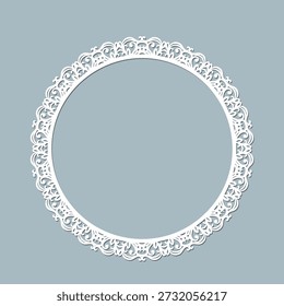 Marco circular decorativo con borde de filigrana de encaje ornamentado para invitaciones de boda y corte por láser.