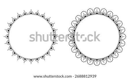 Decorative Circular Frame Outline Vector with Dotted Mandala Border Design for Label and Invitation Template