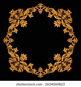 Decorative Circular Gold Frame for Elegant Wedding or Brand Design